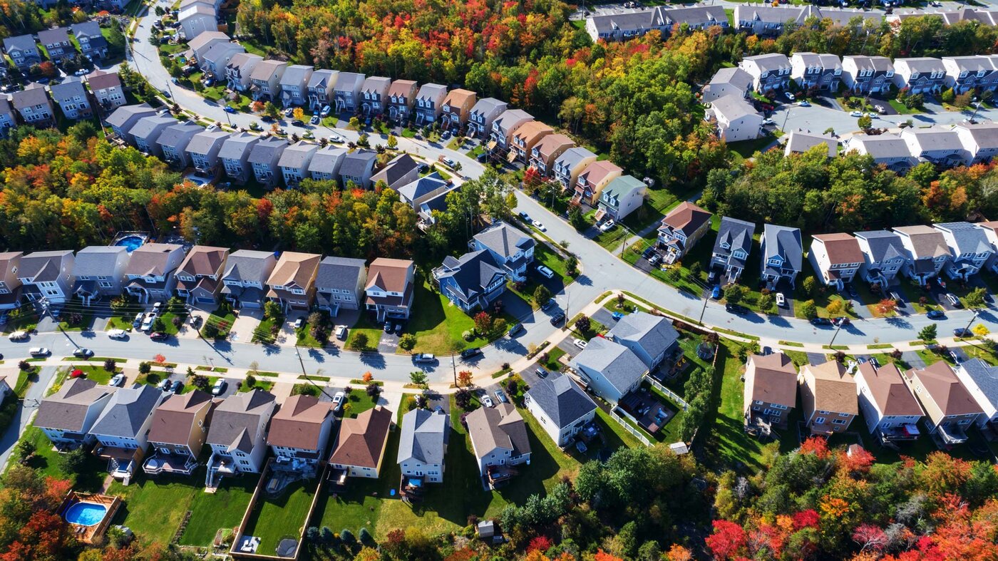 Overhead view of neighborhood