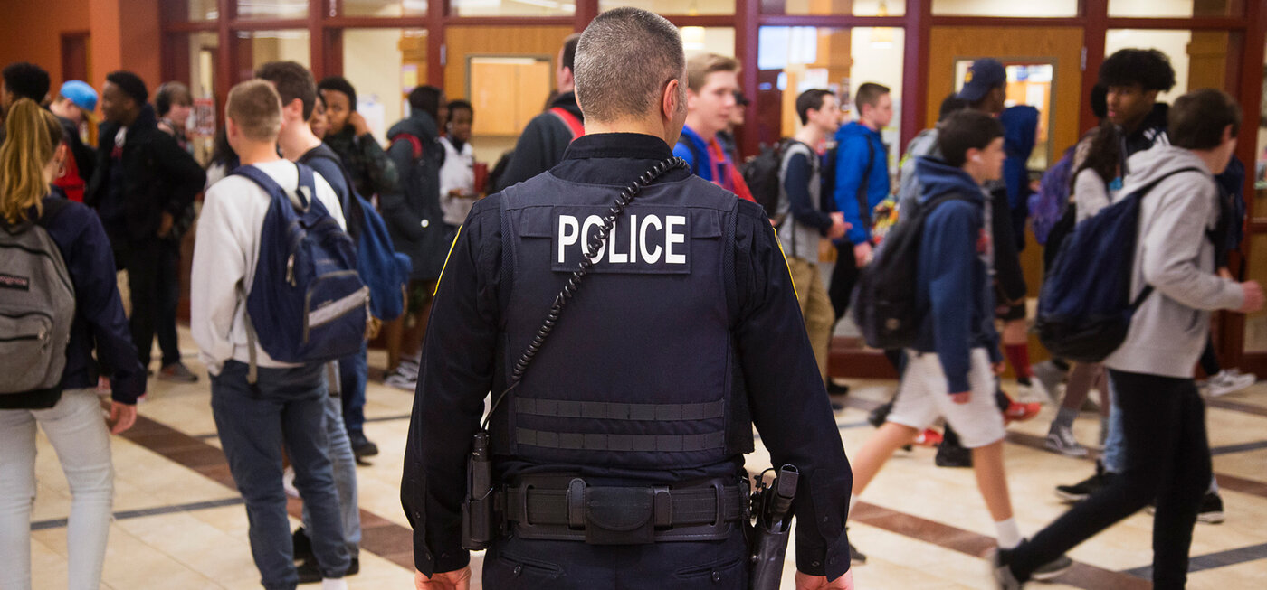 Police officer in school